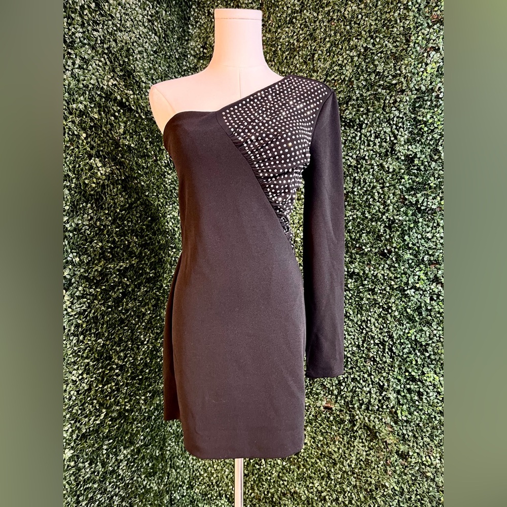 Express Studded Black One Sleeve Dress